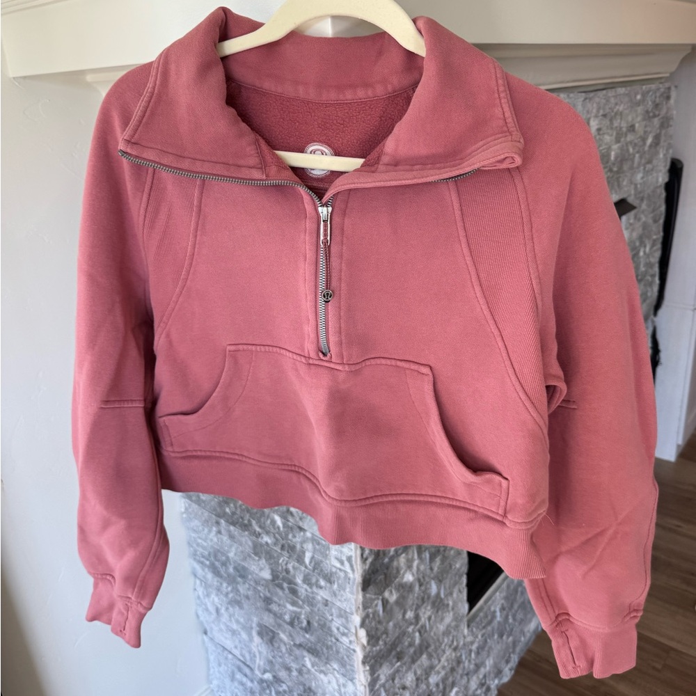 Lululemon Scuba Oversized Funnel-Neck Half Zip in Coral